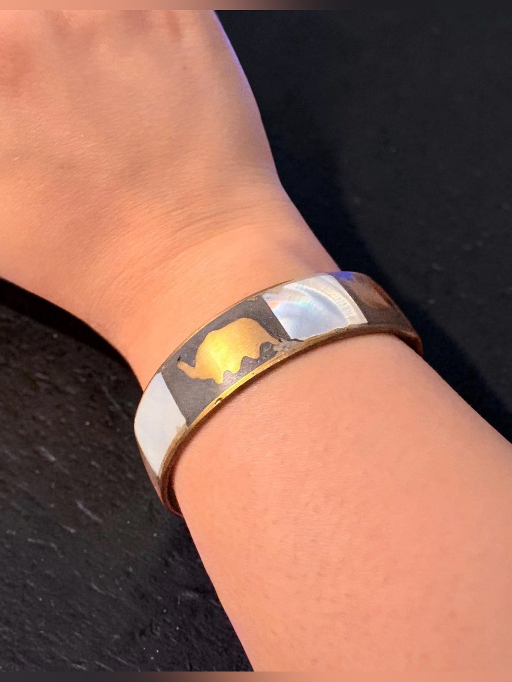 Vintage Brass Elephant Bangle- Boho chic